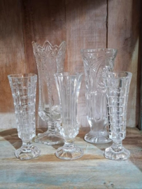 Oude Vintage Kristallen Vaasjes set van 5