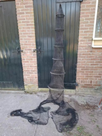 Oud Vintage Katoenen Fuik met Houten Hoepels met Kurken
