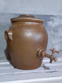 Oude Brocante Grespot Pot Aardewerk met Kraantje Vinaigre Azijn