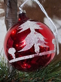 Oude Antiek Vintage Kerstbal 10313 Rood