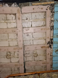 Oude Antieke Indiase Set Dubbele Deuren Poort Roze