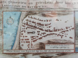 Oude Antieke Brocante Prent in Lijst Egmond aan Zee 1668