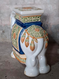 Oude Vintage Keramiek Olifant Bijzettafel Tafel XL
