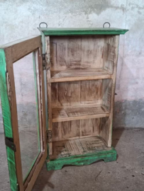 Oude Vintage Wandkastje Hangkastje Vitrine Kastje Ibiza Groen