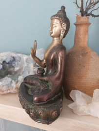 Oude Vintage Koperen Boeddha Boeddhisme Abhaya  Mudra