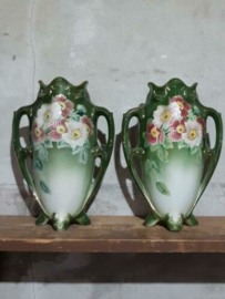 Oude Antieke Schouwset K&G Luneville Faience France Jardiniere