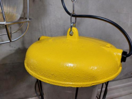 Oude Vintage Industriele Hanglamp Bunkerlamp Kooilamp Mais Geel