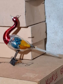 Oude Antieke Kerstbal 8726 Vogel Pauw met Kroon