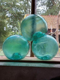 Oude Antiek Vintage Japanse Glazen Visnet Drijver XL Mat