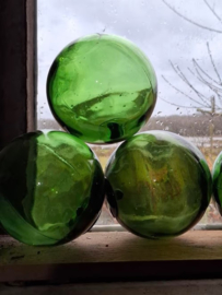 Oude Antiek Glazen Drijver Fishing Float Groen