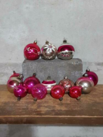 Oude Vintage Kerstballen 7753 Set Lila Roze
