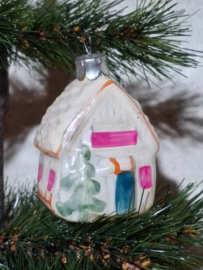 Oude Antiek Vintage Kerstbal 10123 USSR Huisje