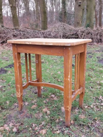 Oude Brocante Houten Tafel Plantentafel Oker