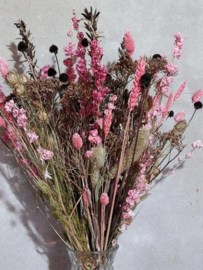 Gemengd DroogBoeket Droogbloemen Bos Roze Naturel