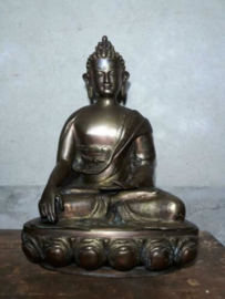 Oude Vintage Bronzen Boeddha Boeddhisme Bhumisparsha