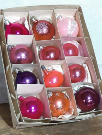 Oude Vintage Kerstballen 5668 Doosje Mix Roze Lila
