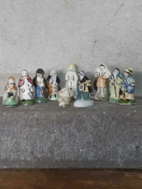 Oude Antiek Porseleinen Kerststal Miniatuur Franse Feves Nativity