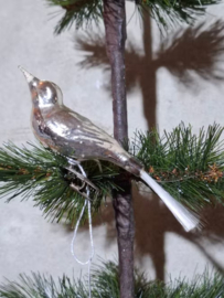 Oude Antiek Vintage Kerstbal 8909B Vogel op Clip