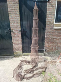 Oud Vintage Katoenen Fuik met Houten Hoepels en Drijvers