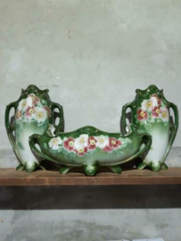 Oude Antieke Schouwset K&G Luneville Faience France Jardiniere