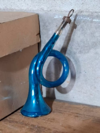 Oude Antieke Kerstbal 8202 Trompet Blauw