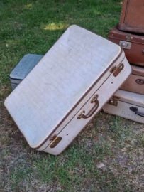 Oude Antiek Vintage Koffer Beige