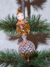 Oude Antiek Vintage Kerstbal 8953B Pierrot Clown op Bal