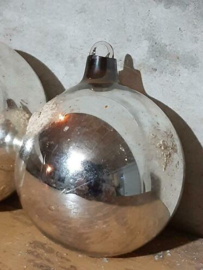 Oude Antieke Kerstbal  5362 Ajeko Bal Zilver Spuitsneeuw