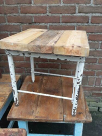 Oude Brocante Vintage Houten Krukje Tafeltje