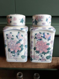 Oude Brocante Chineese Gemberpot Pioenroos