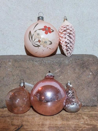 Oude Antiek Vintage Kerstballen 9339 Set Zalm