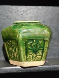 Oude Antiek Chinese Shiwan Gemberpot Turquoise Groen