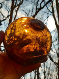 Oude Antiek Glazen Drijver Fishing Float Amber