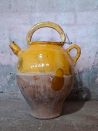 Oude Antieke Zuid Franse Confit Pot Aardewerk Oliekruik