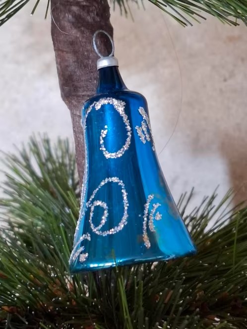 Oude Vintage Kerstbal 9009 Klokje