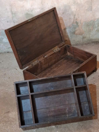 Oude Antieke Houten Geldkist Kist Documenten