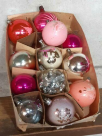 Oude Vintage Kerstballen 7945 Set Roze