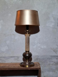 Oude Vintage Herda Tafellamp Brons Kolomlamp
