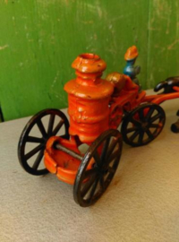 Oude Antieke Set Gietijzeren Speelgoed Hubley Kenton Brandweer