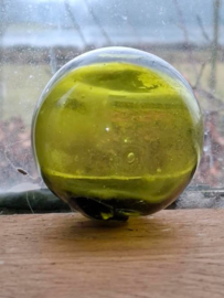 Oude Antiek Vintage Glazen Drijver Visnet Mos Groen
