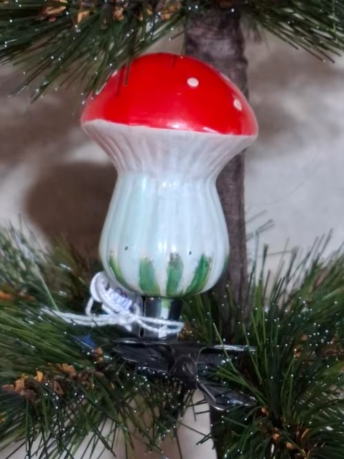 Oude Antieke Vintage Kerstbal 8899 USSR Paddenstoel