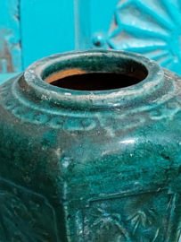 Oude Antiek Shiwan Gemberpot Turquoise Groen