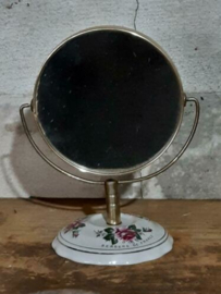 Oude Vintage Porseleinen Kapspiegel Spiegel met Ringenbakje