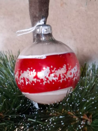 Oude Antiek Vintage Kerstbal 7368 Gedecoreerd Rood