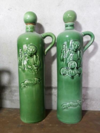 Oude Brocante Jenever Kruikje Hulstkamp Plateel Groen