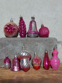 Oude Vintage Kerstballen 7767 Set Roze