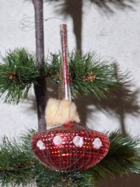 Oude Antieke Kerstbal 10007 Boot Zeilboot Tinsel