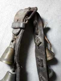 Oude Antieke Leren Bellenband Bronzen Belletjes Lapland Rendier