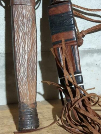 Oud Afrikaans Jachtwapen Set Rituele Messen Dolk Tribal Toeareg in Lederen Schede