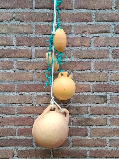 Oude Vintage Visnet Drijvers aan Touw